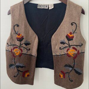 Vintage Embroidered Wool Vest